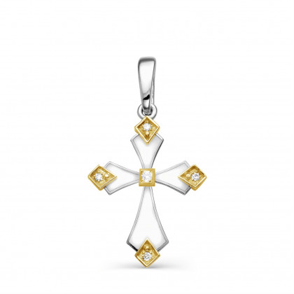 Крест из серебра с бриллиантом